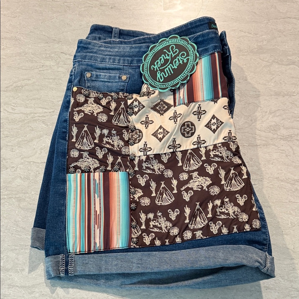 Bohemian Patchwork Jean Shorts